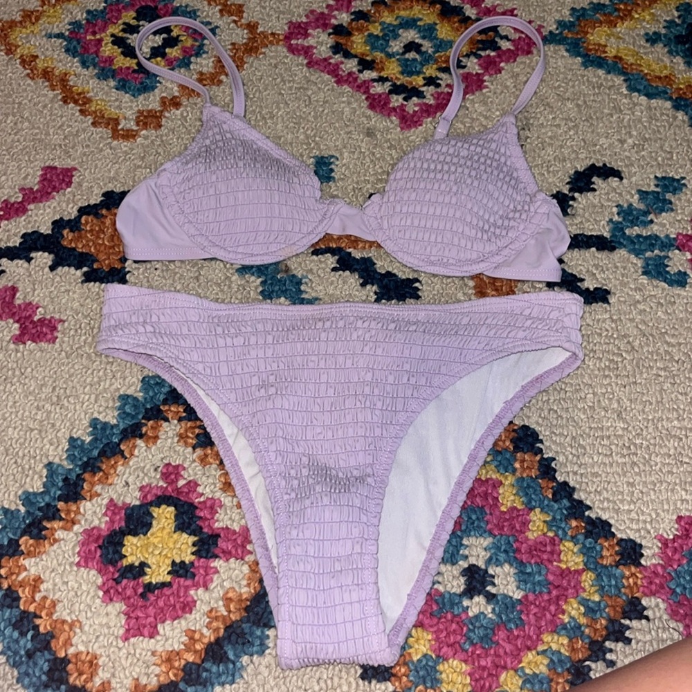 light purple ribbed bikini